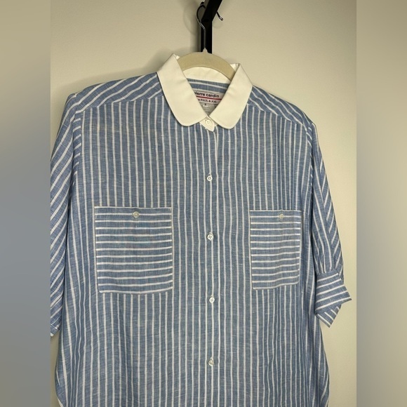 Pierre Cardin Pour Paul & Joe Women Linen Shirt Dress - Striped Button Up - Picture 3 of 6